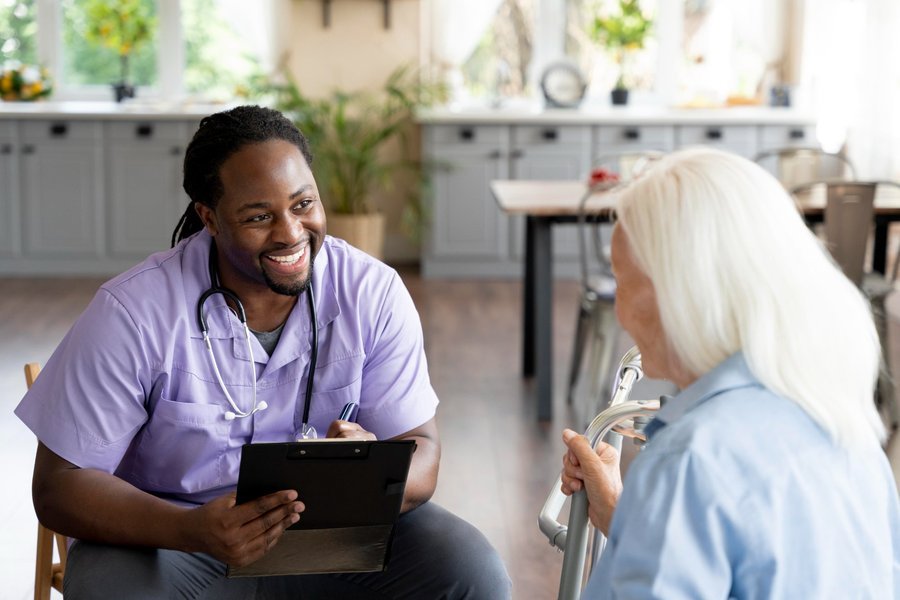 Unicolive caregiver with elderly patient